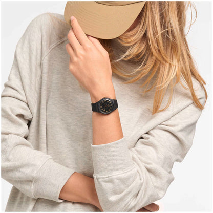 SWATCH SO28B113 BLACK RUBBER BAND BLACK DIAL FOR WOMEN