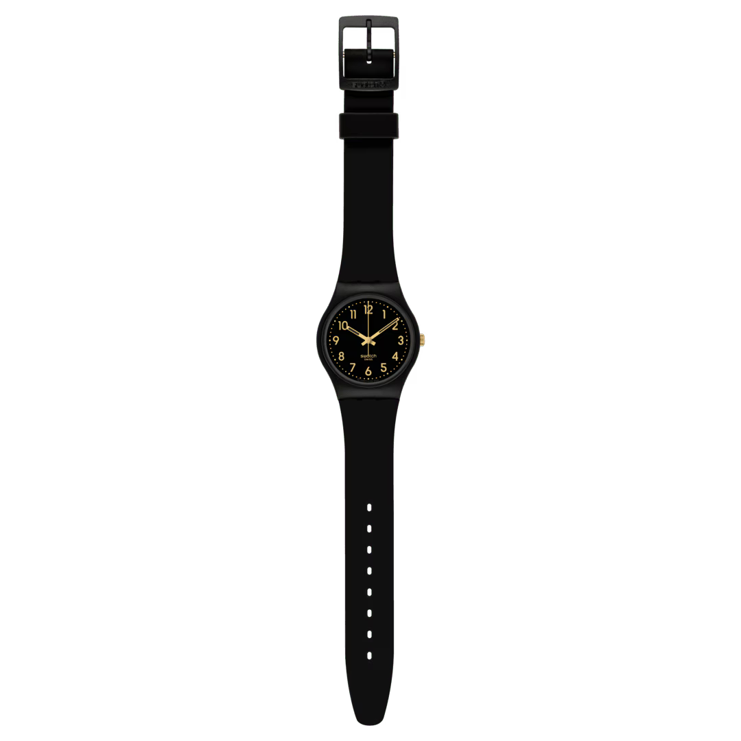 SWATCH SO28B113 BLACK RUBBER BAND BLACK DIAL FOR WOMEN