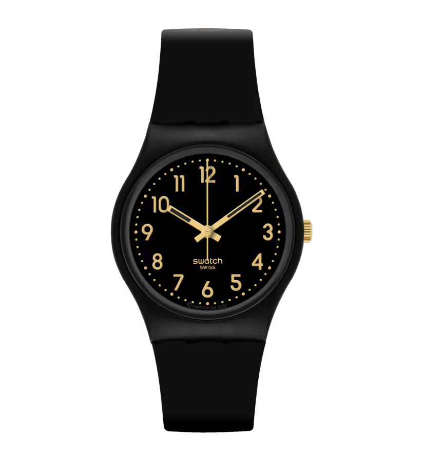 SWATCH SO28B113 BLACK RUBBER BAND BLACK DIAL FOR WOMEN