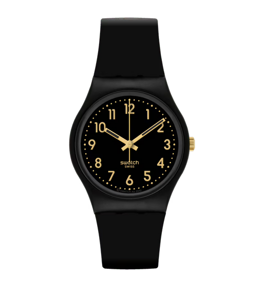 SWATCH SO28B113 BLACK RUBBER BAND BLACK DIAL FOR WOMEN