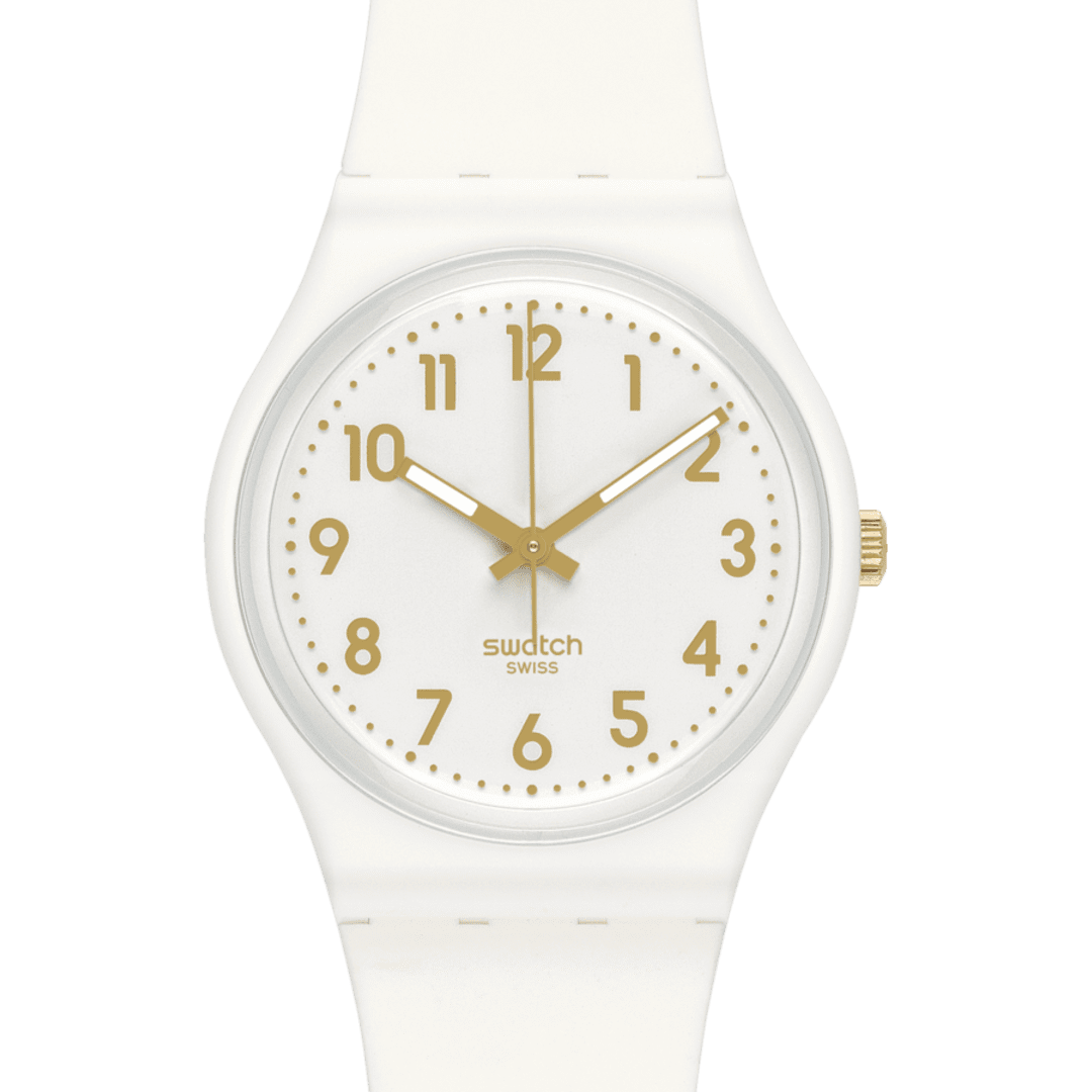 SWATCH SO28W106-S14 WHITE RUBBER BAND WHITE DIAL FOR WOMEN