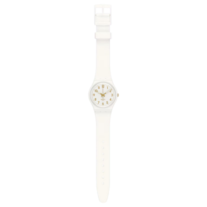 SWATCH SO28W106-S14 WHITE RUBBER BAND WHITE DIAL FOR WOMEN