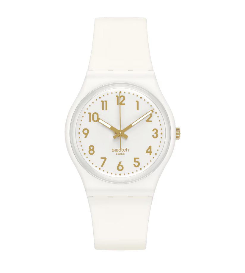 SWATCH SO28W106-S14 WHITE RUBBER BAND WHITE DIAL FOR WOMEN