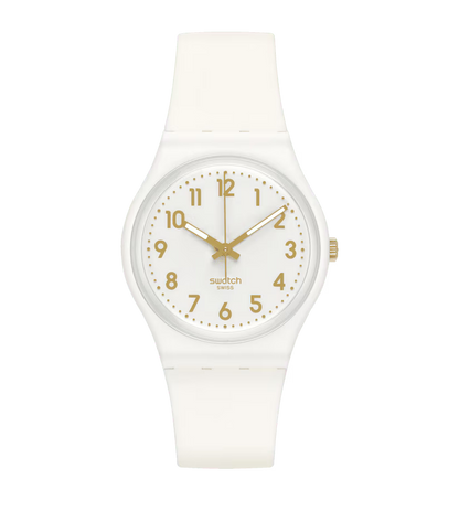 SWATCH SO28W106-S14 WHITE RUBBER BAND WHITE DIAL FOR WOMEN