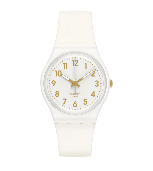 SWATCH SO28W106-S14 WHITE RUBBER BAND WHITE DIAL FOR WOMEN
