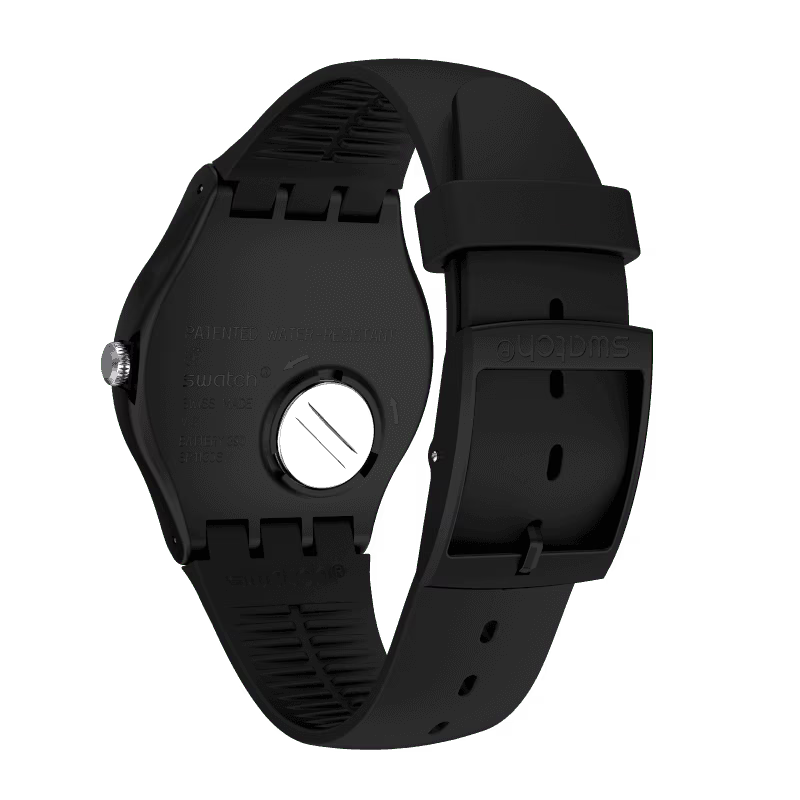 SWATCH SUOB172 RUBBER BLACK BAND SILVER DIAL UNISEX