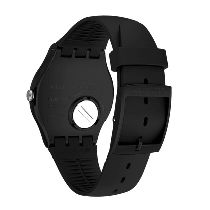SWATCH SUOB172 RUBBER BLACK BAND SILVER DIAL UNISEX
