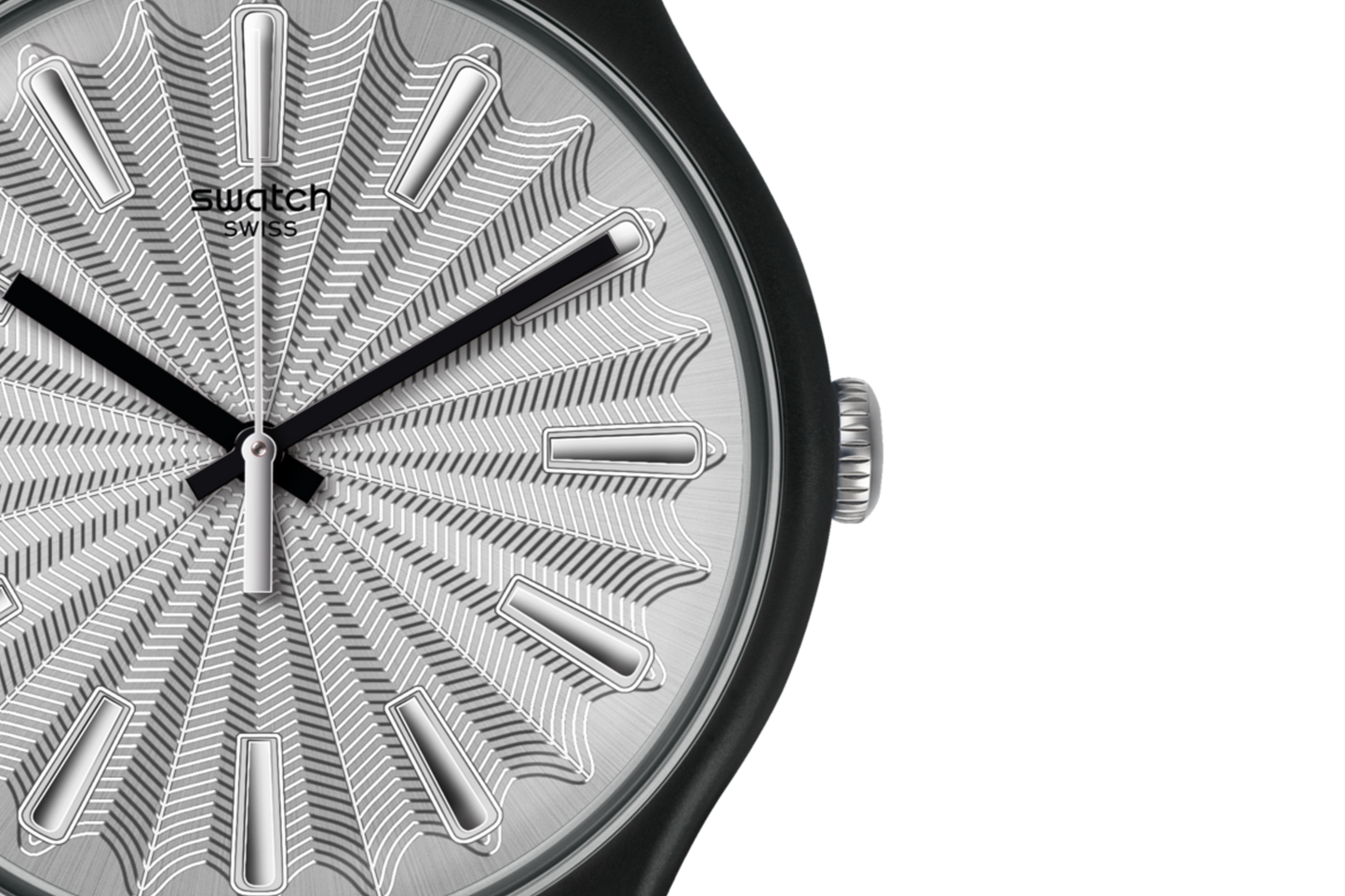 SWATCH SUOB172 RUBBER BLACK BAND SILVER DIAL UNISEX