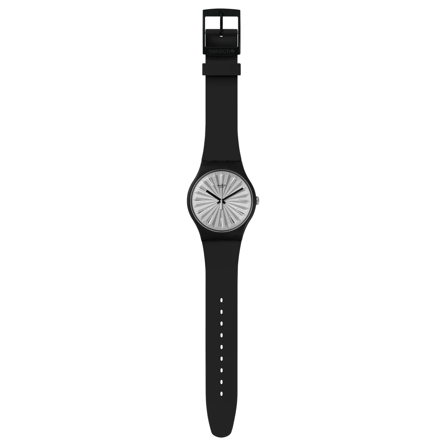SWATCH SUOB172 RUBBER BLACK BAND SILVER DIAL UNISEX