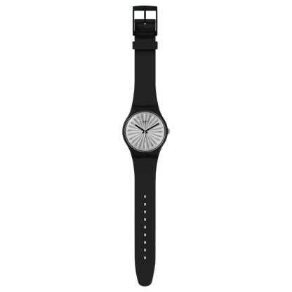 SWATCH SUOB172 RUBBER BLACK BAND SILVER DIAL UNISEX