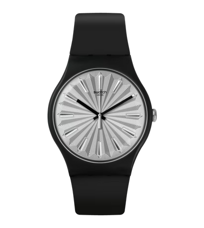 SWATCH SUOB172 RUBBER BLACK BAND SILVER DIAL UNISEX