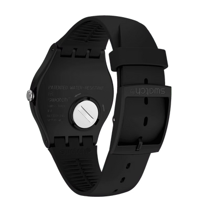 SWATCH SUOB173 BLACK RUBBER BAND SILVER DIAL UNISEX