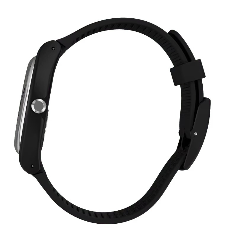 SWATCH SUOB173 BLACK RUBBER BAND SILVER DIAL UNISEX