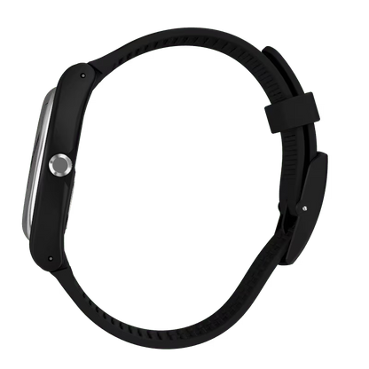 SWATCH SUOB173 BLACK RUBBER BAND SILVER DIAL UNISEX