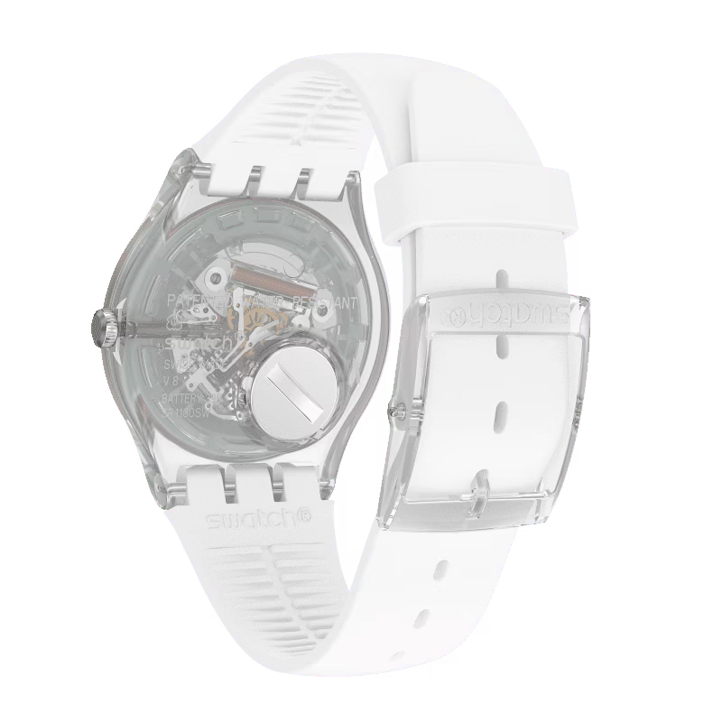 SWATCH SUOK713 WHITE RUBBER BAND PINK DIAL FOR WOMEN