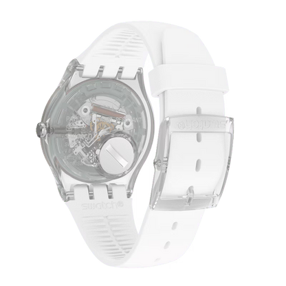 SWATCH SUOK713 WHITE RUBBER BAND PINK DIAL FOR WOMEN