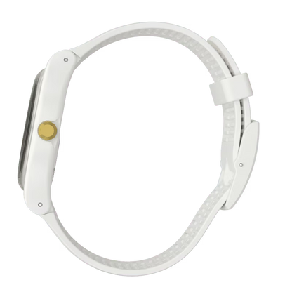 SWATCH SUOW158 WHITE RUBBER BAND WHITE AND GOLDEN DIAL FOR WOMEN