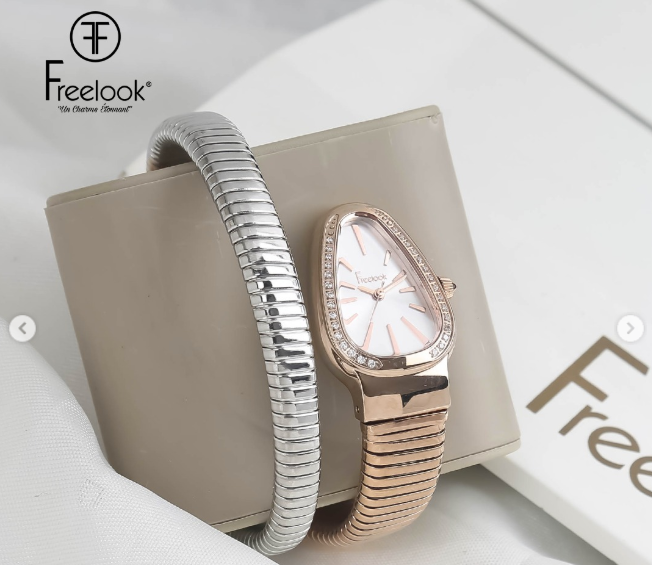 FREELOOK FL.1.10473-5 SILVER AND ROSE GOLD STEEL BAND SILVER DIAL  FOR WOMEN
