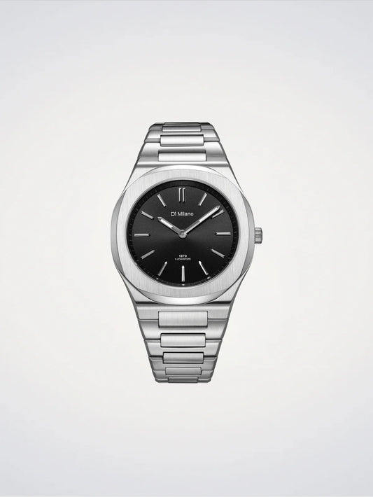 D1 MILANO D1-UHBJ01 SILVER STEEL BAND BLACK DIAL FOR MEN