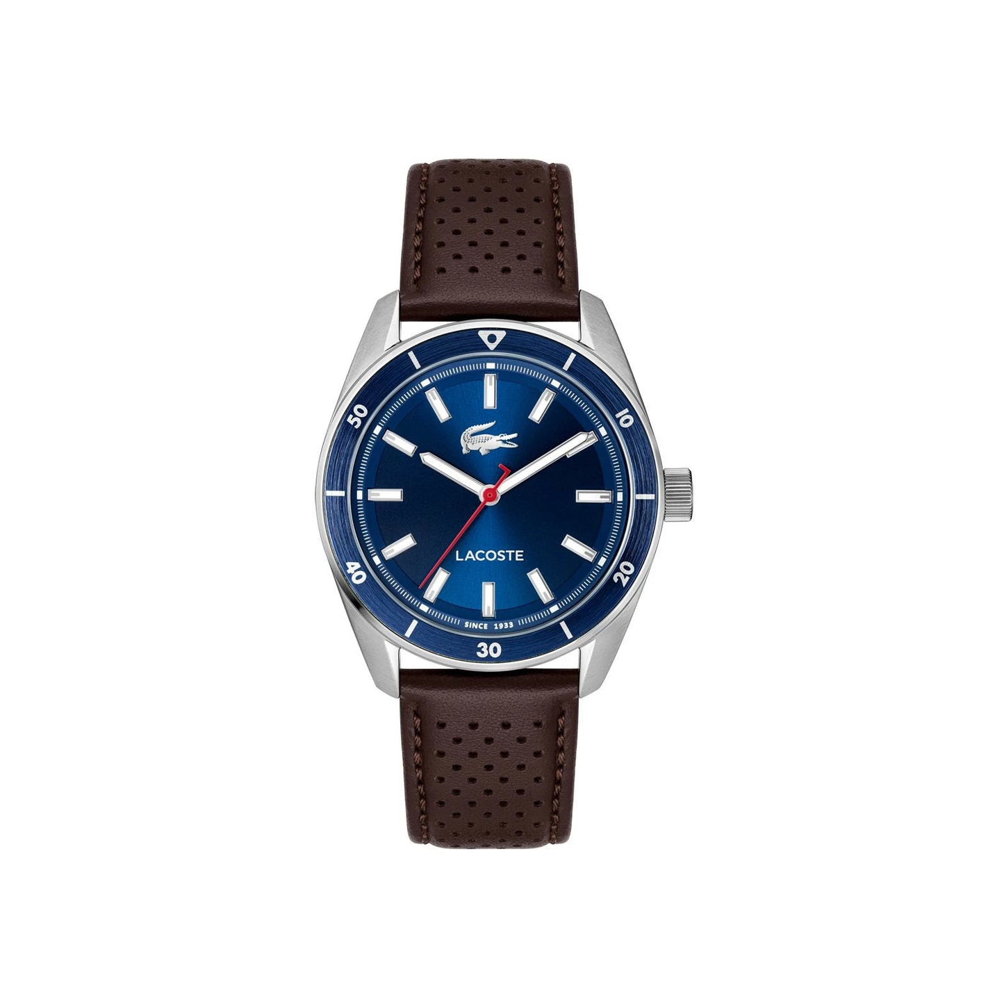 LACOSTE '2011489 BROWN LEATHER BAND NAVY BLUE DIAL  FOR MEN