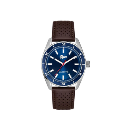 LACOSTE '2011489 BROWN LEATHER BAND NAVY BLUE DIAL  FOR MEN