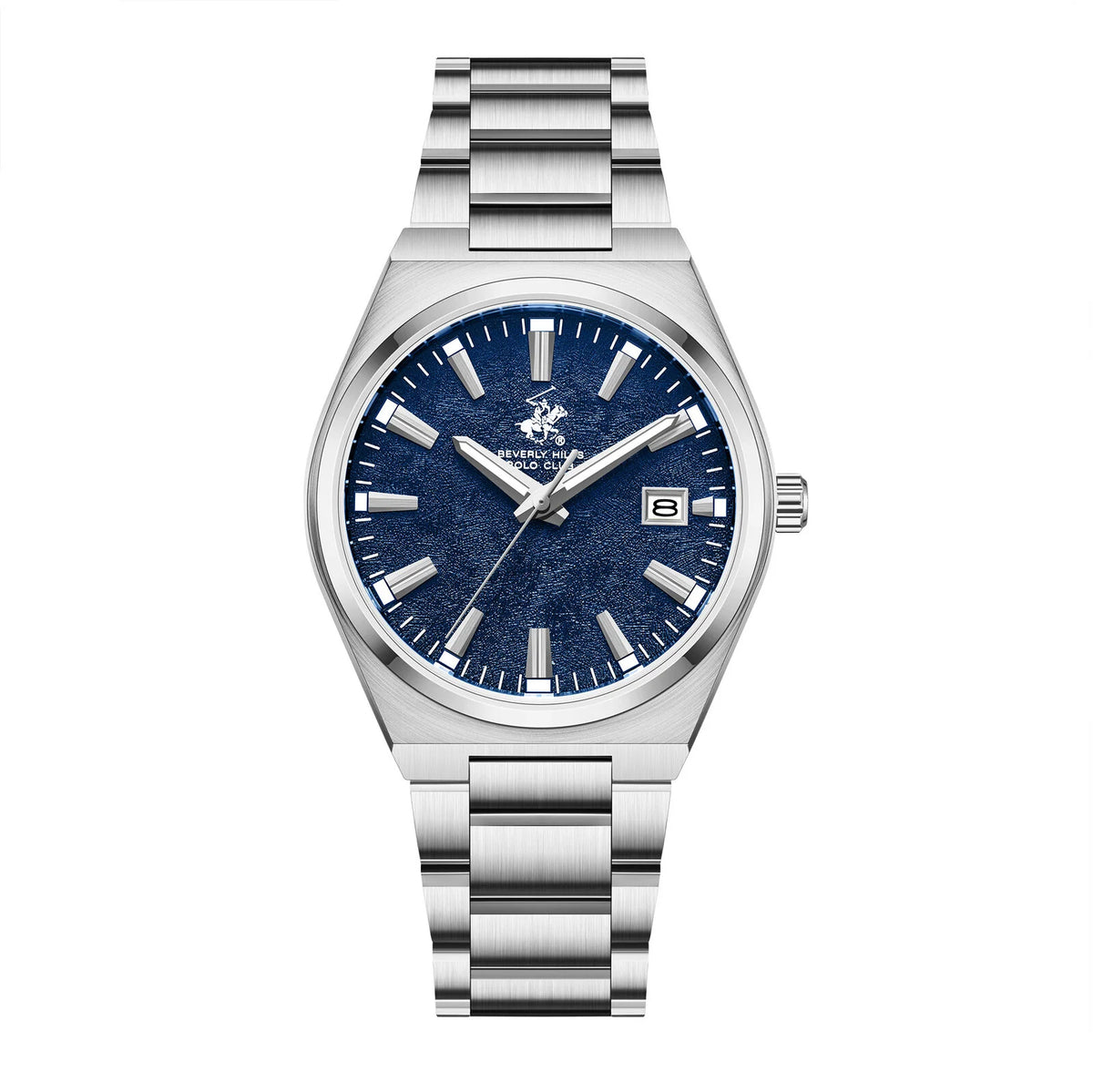 POLO BP3851X.390 SILVER STEEL BAND NAVY BLUE DIAL  FOR MEN