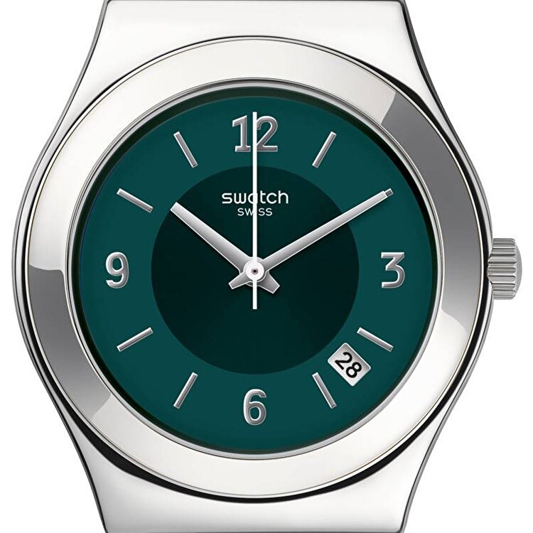 SWATCH YLS468GC STEEL SILVER BAND GREEN DIAL FOR WOMEN