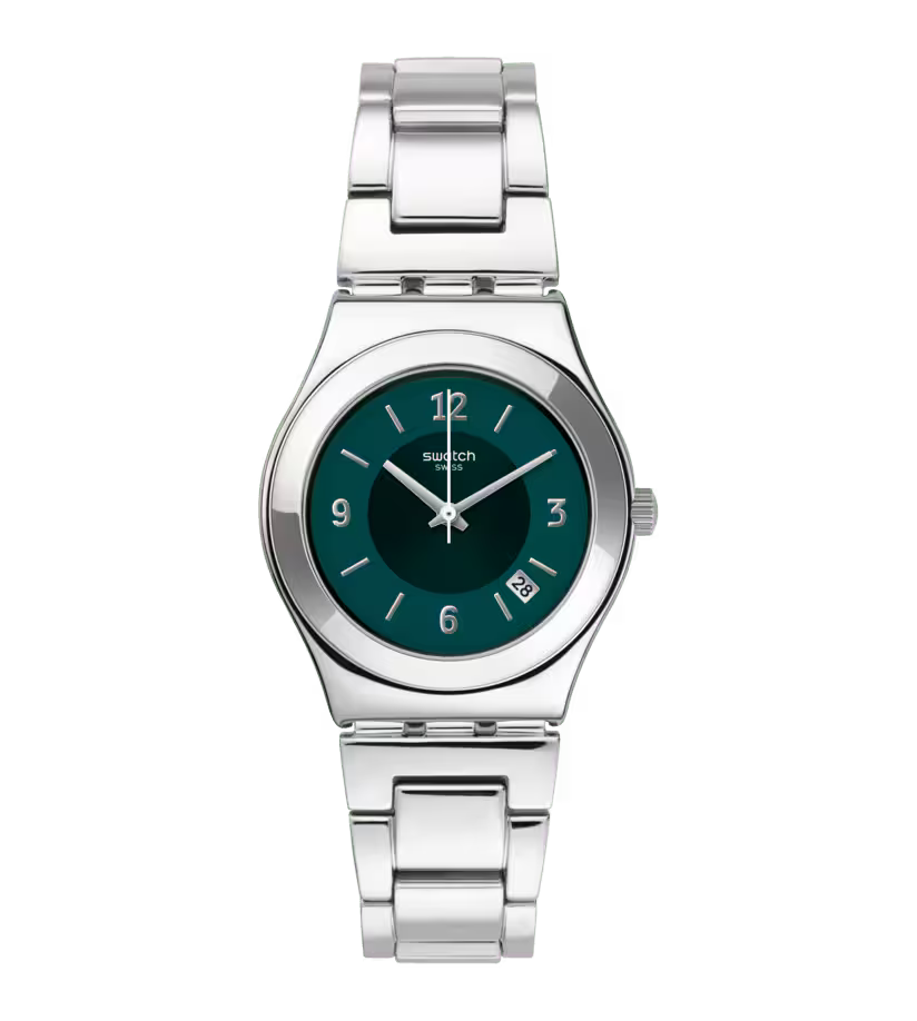 SWATCH YLS468GC STEEL SILVER BAND GREEN DIAL FOR WOMEN