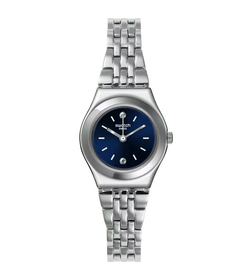 SWATCH YSS288G STEEL SILVER BAND NAVY BLUE DIAL FOR WOMEN