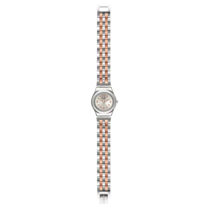 SWATCH YSS308G STEEL SILVER AND ROSE GOLD BAND SILVER DIAL FOR WOMEN