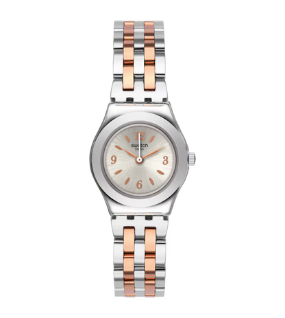 SWATCH YSS308G STEEL SILVER AND ROSE GOLD BAND SILVER DIAL FOR WOMEN