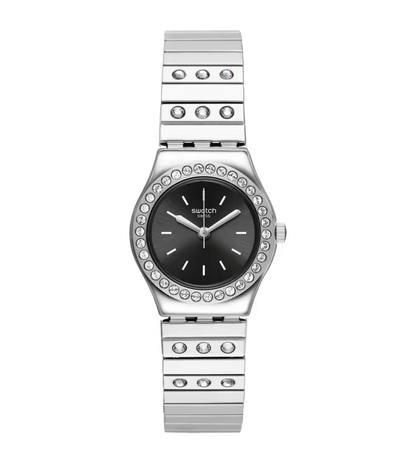 SWATCH YSS318A STEEL SILVER BAND BLACK DIAL FOR WOMEN