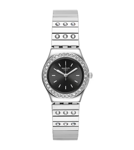 SWATCH YSS318A STEEL SILVER BAND BLACK DIAL FOR WOMEN