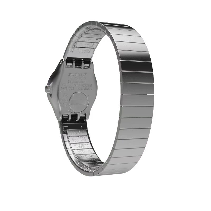 SWATCH YSS318A STEEL SILVER BAND BLACK DIAL FOR WOMEN