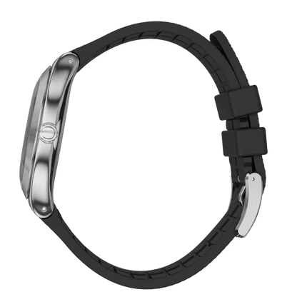 SWATCH YWS437 BLACK RUBBER BAND SILVER DIAL FOR MEN