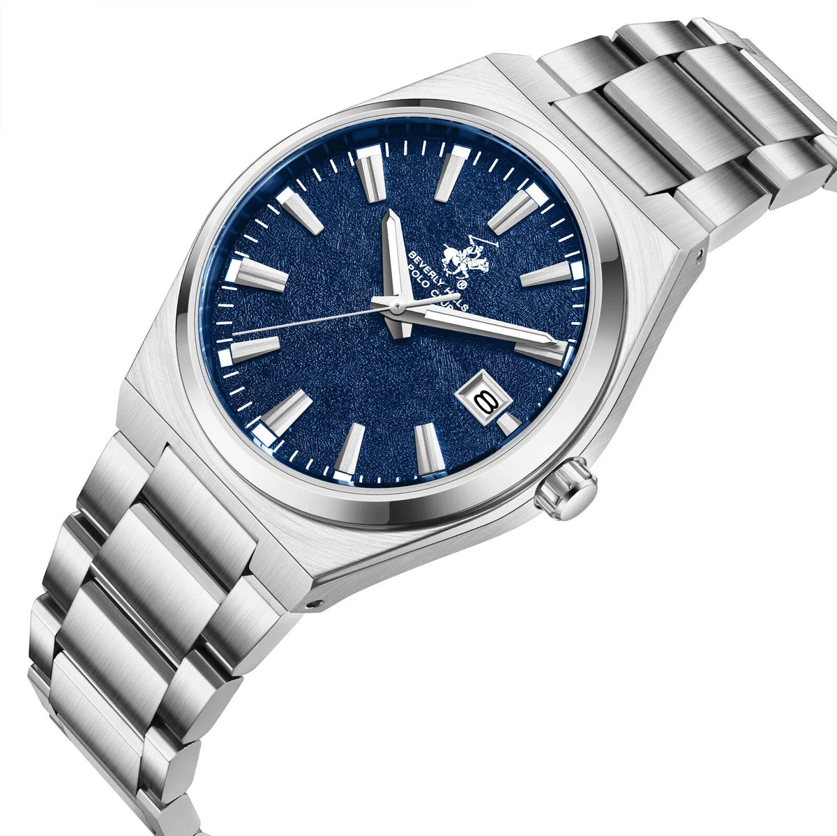 POLO BP3851X.390 SILVER STEEL BAND NAVY BLUE DIAL  FOR MEN