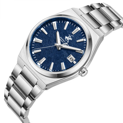 POLO BP3851X.390 SILVER STEEL BAND NAVY BLUE DIAL  FOR MEN