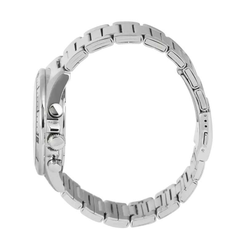 ALBA  AT3K81X1 SILVER STEEL BAND BLACK DIAL  FOR MEN