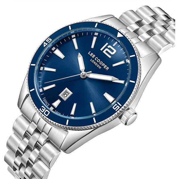 LEE COOPER LC08281.390 SILVER STEEL BAND NAVY BLUE DIAL  FOR MEN