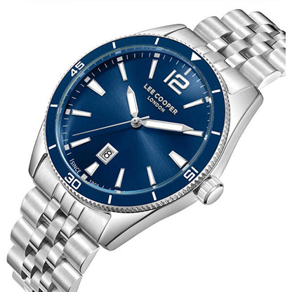 LEE COOPER LC08281.390 SILVER STEEL BAND NAVY BLUE DIAL  FOR MEN