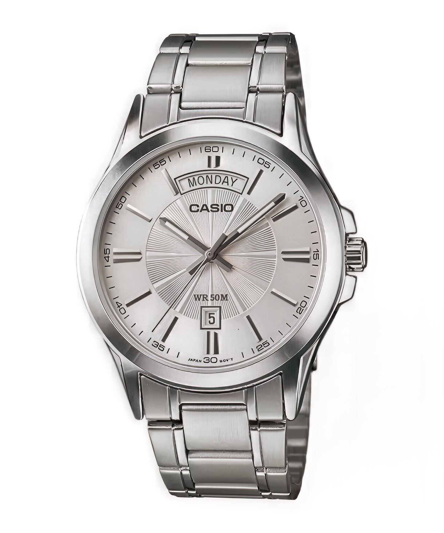 CASIO  MTP-1381D-7A SILVER STEEL BAND SILVER DIAL  FOR MEN