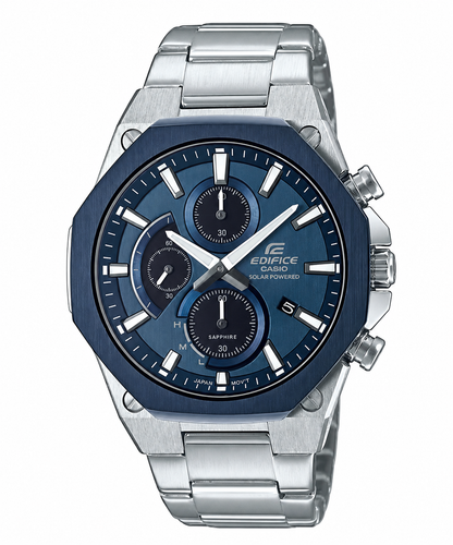 CASIO EDIFICE EFS-S570DB-2A SILVER STEEL BAND NAVY BLUE DIAL  FOR MEN