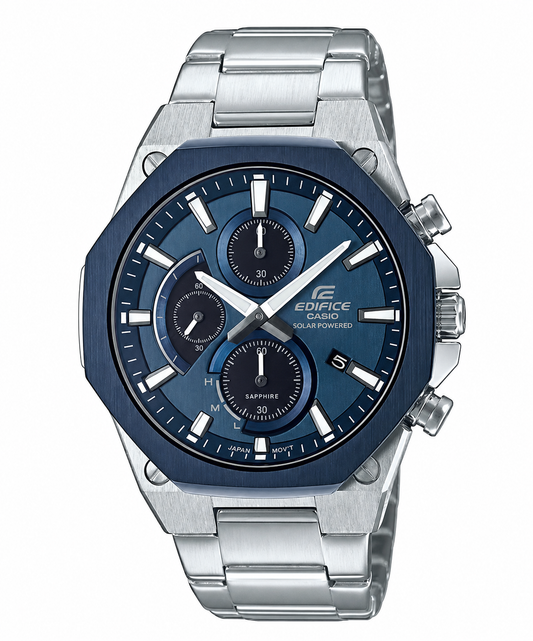 CASIO EDIFICE EFS-S570DB-2A SILVER STEEL BAND NAVY BLUE DIAL  FOR MEN