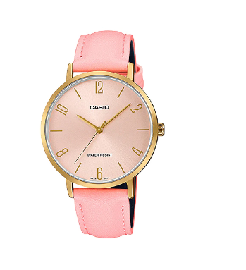 Casio Standard Pink Leather Pink Dial For Women LTP-VT01GL-4B