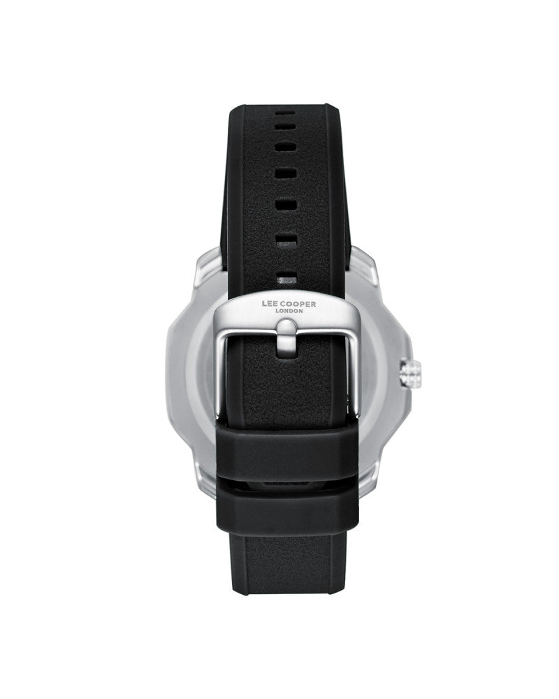 LEE COOPER LC08312.331 BLACK RUBBER BAND WHITE DIAL  FOR MEN