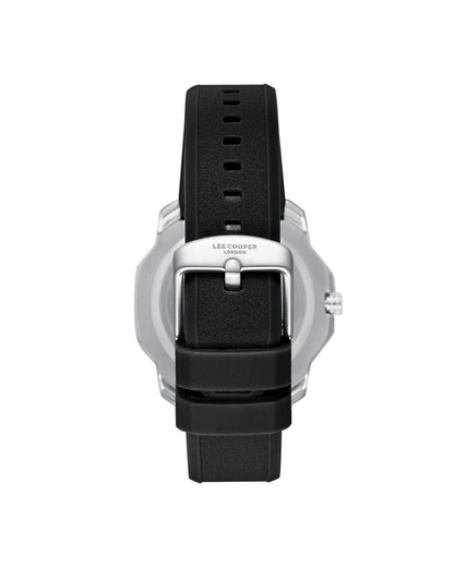 LEE COOPER LC08312.331 BLACK RUBBER BAND WHITE DIAL  FOR MEN