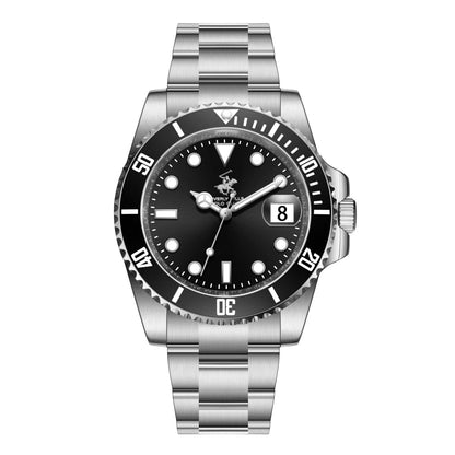 POLO BP3791X.350 SILVER STEEL BAND BLACK DIAL  FOR MEN