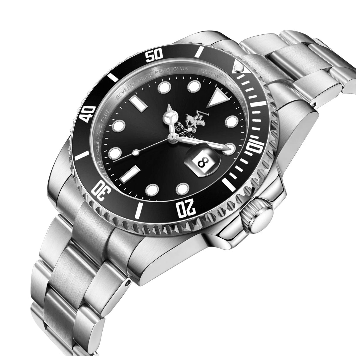 POLO BP3791X.350 SILVER STEEL BAND BLACK DIAL  FOR MEN