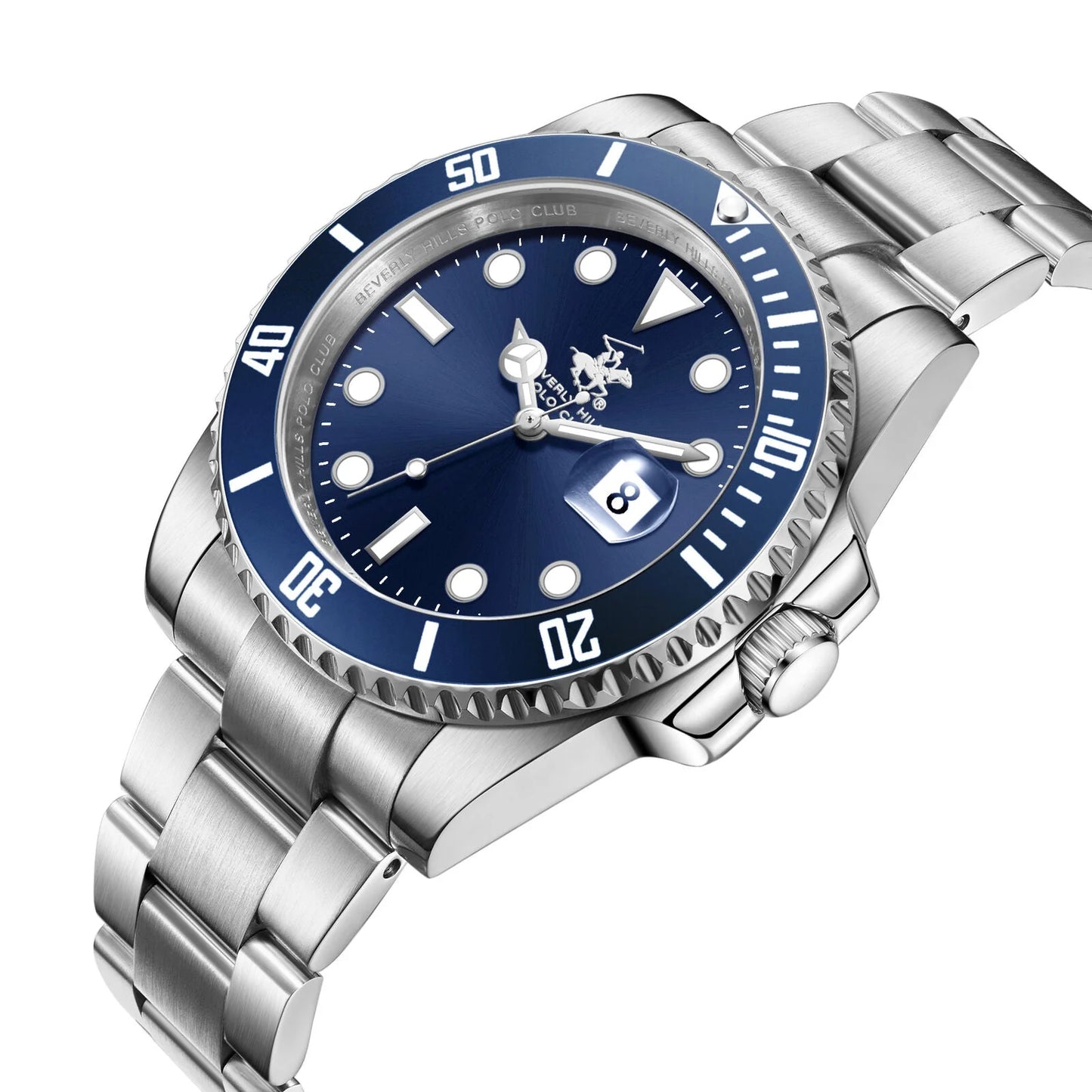 POLO BP3791X.390 SILVER STEEL BAND NAVY BLUE DIAL  FOR MEN