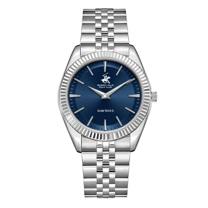 POLO BP3830X.390 SILVER STEEL BAND NAVY BLUE DIAL  FOR MEN